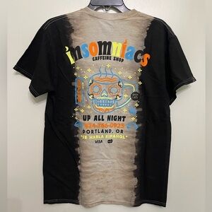 Open925 Insomniacs Caffein Shop Tie Dye Crew Neck Sugar Skull Graphic T-Shirt; M